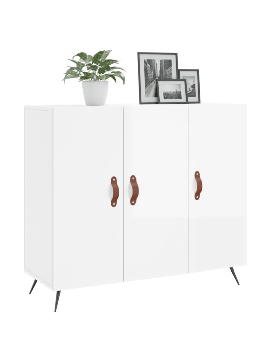 Kumode, spīdīgi balta, 90x34x80 cm, inženierijas koks