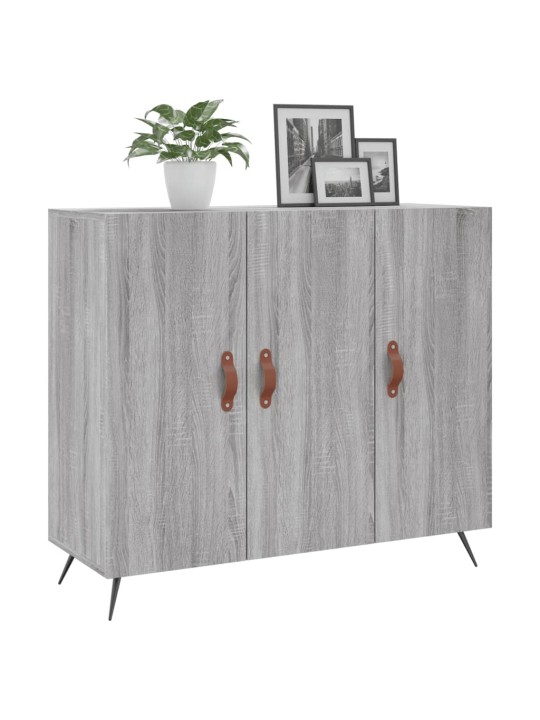 Kumode, pelēka ozolkoka krāsa, 90x34x80 cm, inženierijas koks