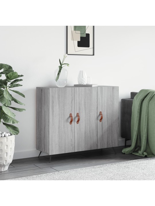 Kumode, pelēka ozolkoka krāsa, 90x34x80 cm, inženierijas koks