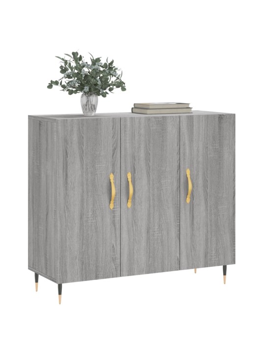 Kumode, pelēka ozolkoka krāsa, 90x34x80 cm, inženierijas koks