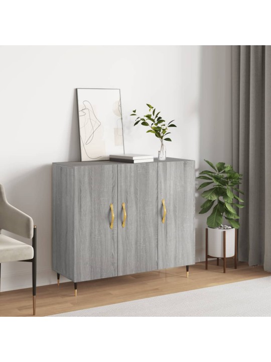 Kumode, pelēka ozolkoka krāsa, 90x34x80 cm, inženierijas koks