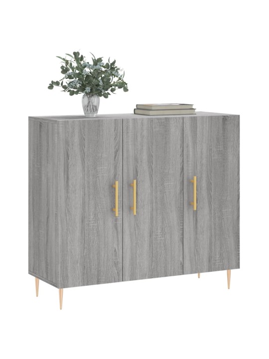Kumode, pelēka ozolkoka krāsa, 90x34x80 cm, inženierijas koks