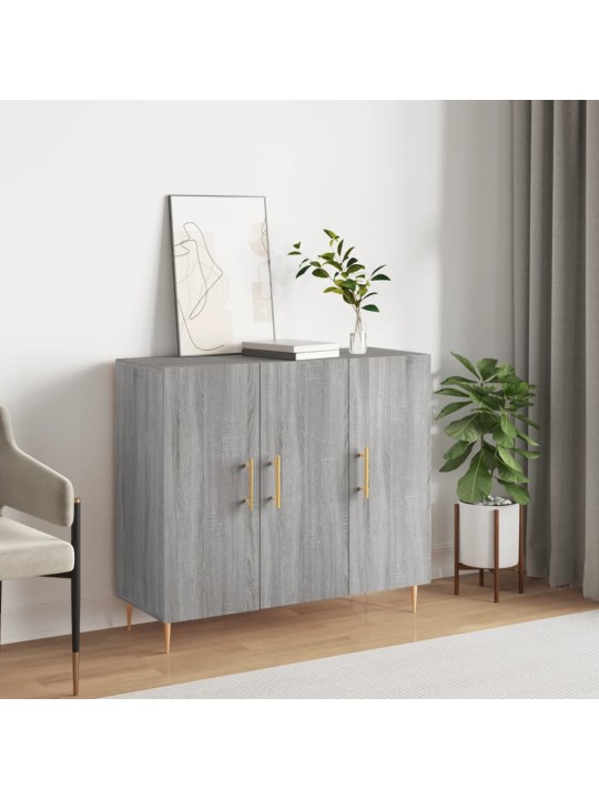 Kumode, pelēka ozolkoka krāsa, 90x34x80 cm, inženierijas koks