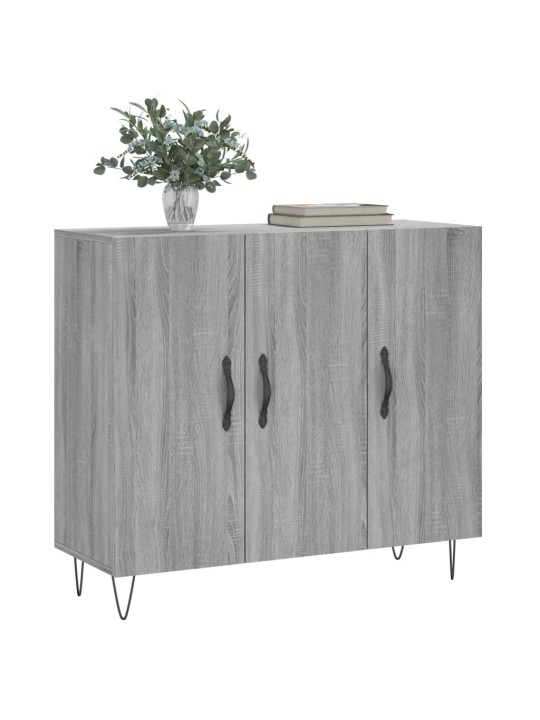 Kumode, pelēka ozolkoka krāsa, 90x34x80 cm, inženierijas koks