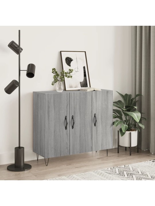 Kumode, pelēka ozolkoka krāsa, 90x34x80 cm, inženierijas koks