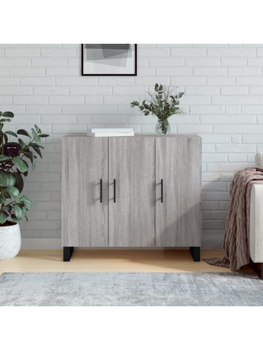 Kumode, pelēka ozolkoka krāsa, 90x34x80 cm, inženierijas koks