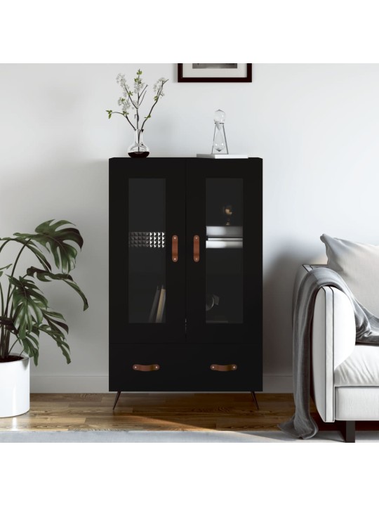 Augstais skapītis, melns, 69,5x31x115 cm, inženierijas koks