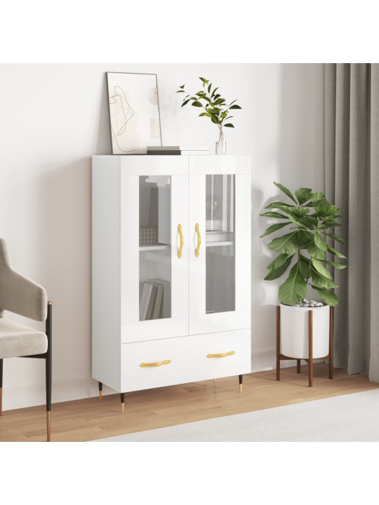 Augstais skapis, spīdīgi balts, 69,5x31x115cm inženierijas koks