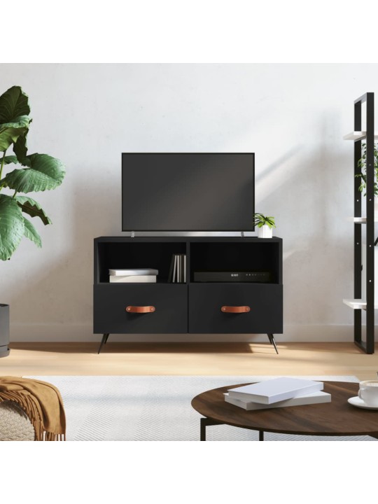 Tv skapītis, melns, 80x36x50 cm, inženierijas koks