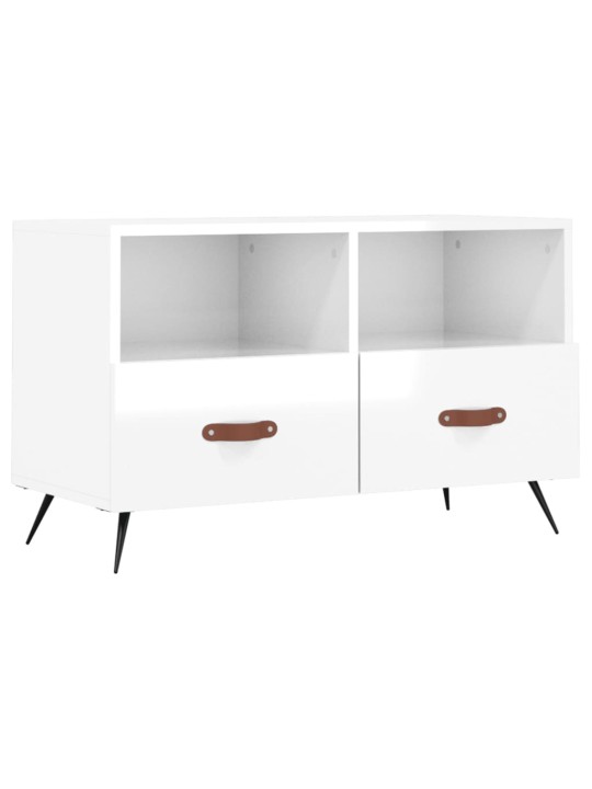 Tv skapītis, spīdīgi balts, 80x36x50 cm, inženierijas koks