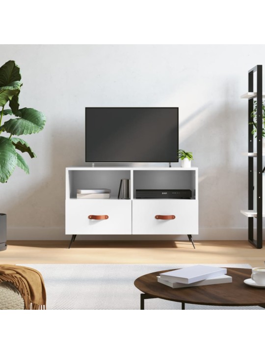 Tv skapītis, spīdīgi balts, 80x36x50 cm, inženierijas koks