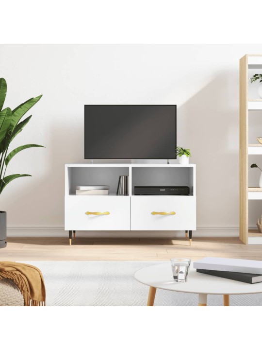 Tv skapītis, spīdīgi balts, 80x36x50 cm, inženierijas koks