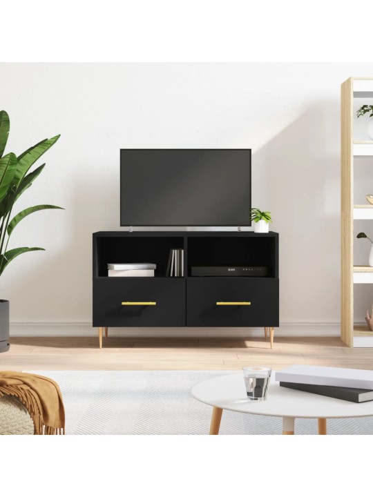 Tv skapītis, melns, 80x36x50 cm, inženierijas koks