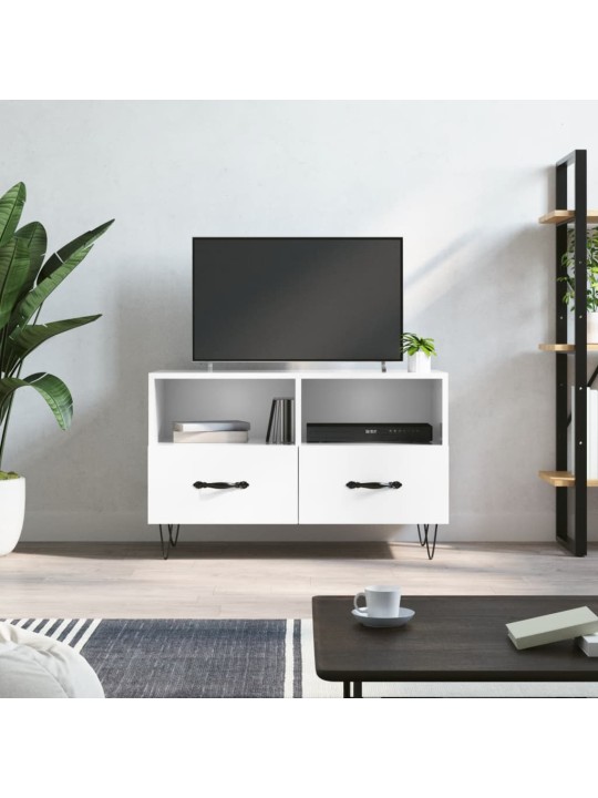 Tv skapītis, spīdīgi balts, 80x36x50 cm, inženierijas koks