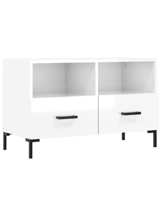 Tv skapītis, spīdīgi balts, 80x36x50 cm, inženierijas koks