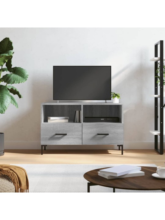 TV skapītis, pelēka ozolkoka, 80x36x50 cm, inženierijas koks