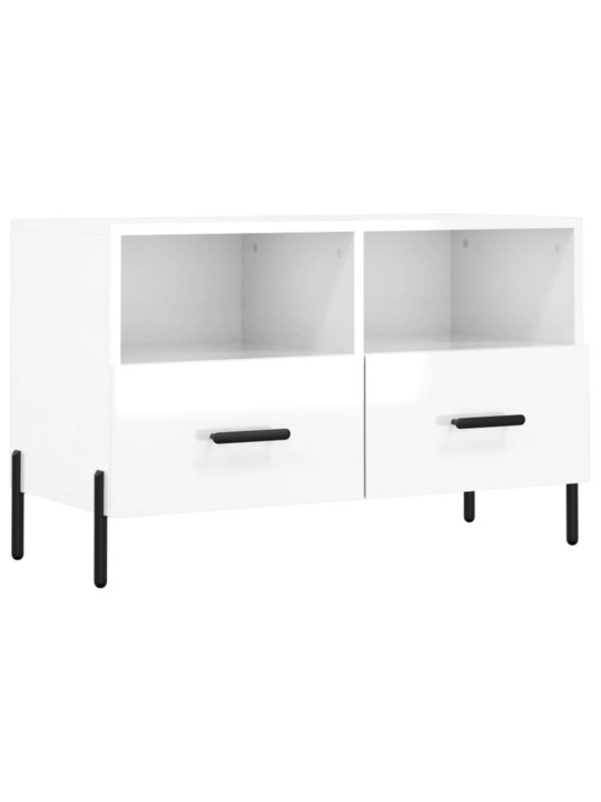 Tv skapītis, spīdīgi balts, 80x36x50 cm, inženierijas koks