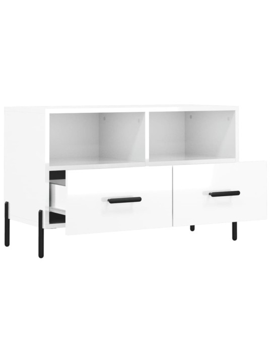 Tv skapītis, spīdīgi balts, 80x36x50 cm, inženierijas koks