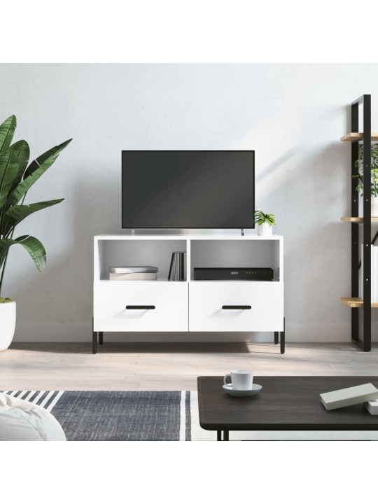 Tv skapītis, spīdīgi balts, 80x36x50 cm, inženierijas koks
