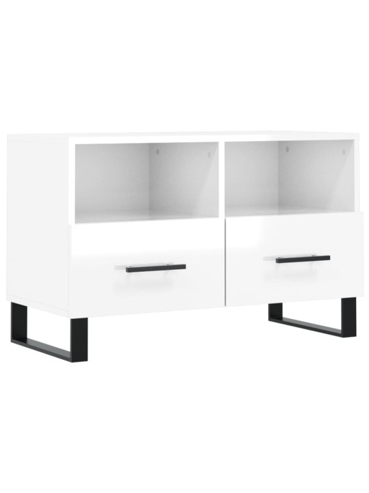 Tv skapītis, spīdīgi balts, 80x36x50 cm, inženierijas koks