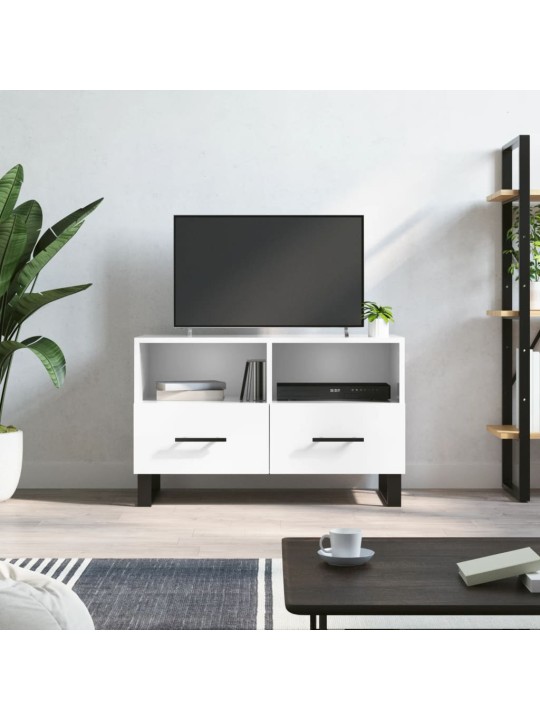 Tv skapītis, spīdīgi balts, 80x36x50 cm, inženierijas koks