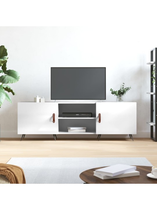 Tv skapītis, spīdīgi balts, 150x30x50 cm, inženierijas koks