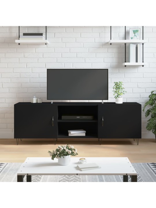 Tv skapītis, melns, 150x30x50 cm, inženierijas koks