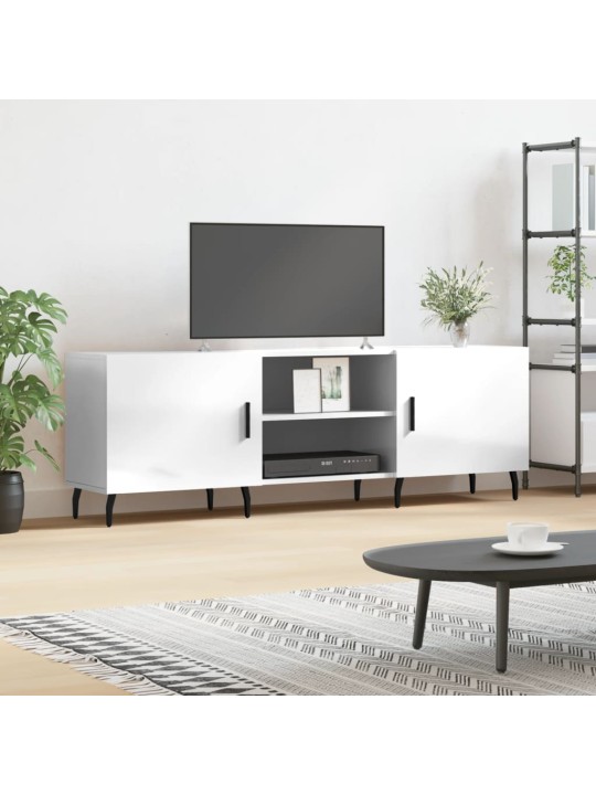 Tv skapītis, spīdīgi balts, 150x30x50 cm, inženierijas koks