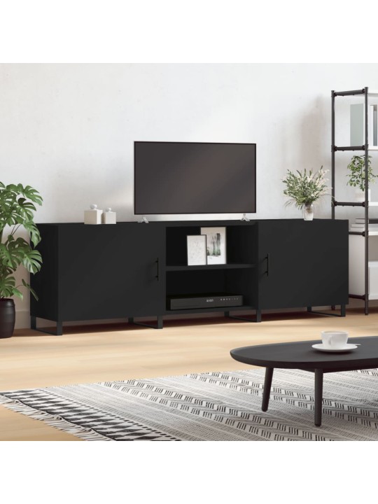 Tv skapītis, melns, 150x30x50 cm, inženierijas koks
