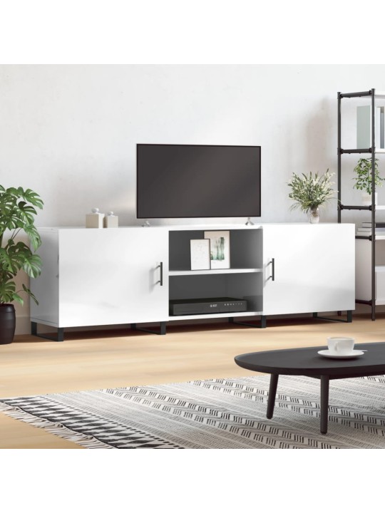 Tv skapītis, spīdīgi balts, 150x30x50 cm, inženierijas koks