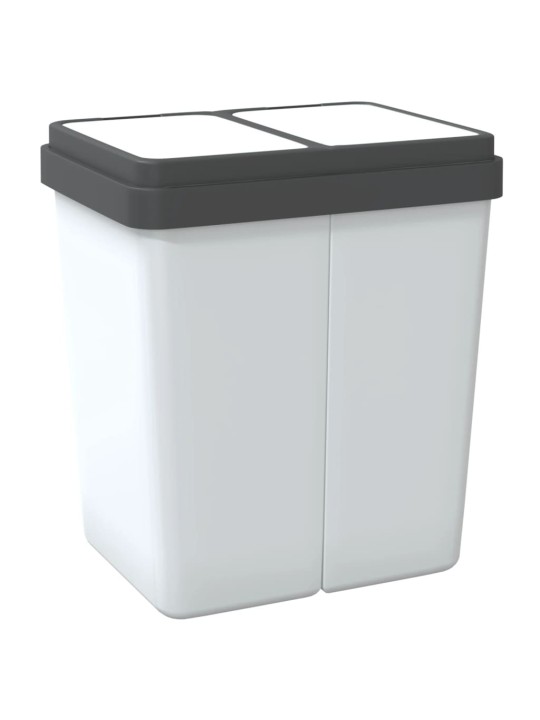 Dubultā atkritumu tvertne, balta, 2x25 l