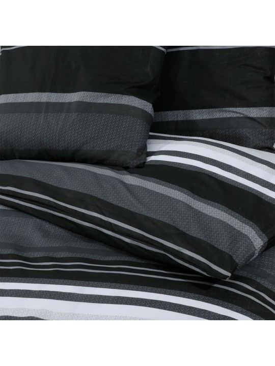 Gultasveļas komplekts, melns un balts, 220x240 cm, kokvilna