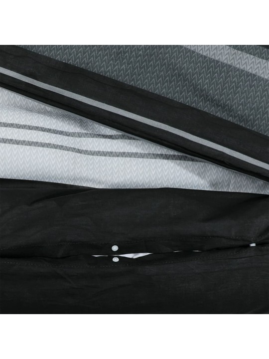 Gultasveļas komplekts, melns un balts, 260x220 cm, kokvilna