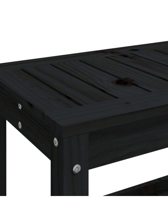 Dārza sols, melns, 108x35x45 cm, priedes masīvkoks