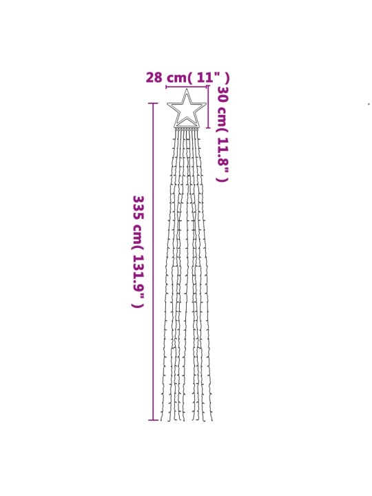 Ziemassvētku eglītes gaismiņas, 320 led, vēsi baltas, 375 cm
