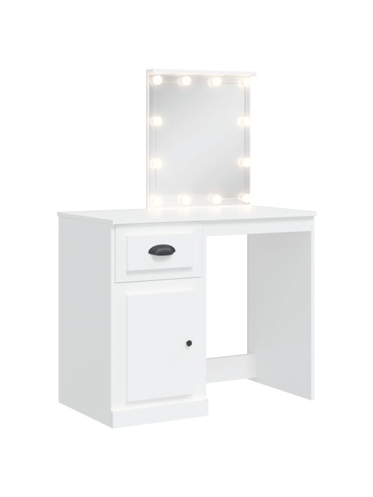 Spoguļgaldiņš ar led, balts, 90x42x132,5 cm