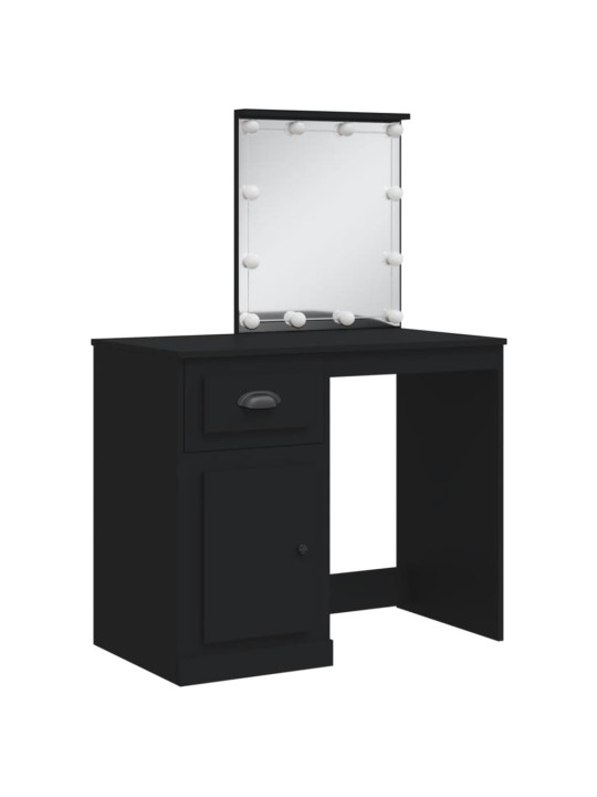 Spoguļgaldiņš ar led, melns, 90x42x132,5 cm
