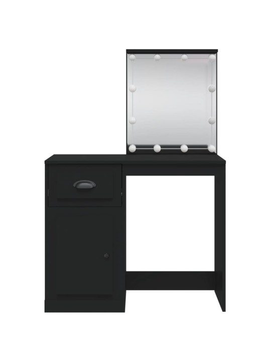 Spoguļgaldiņš ar led, melns, 90x42x132,5 cm