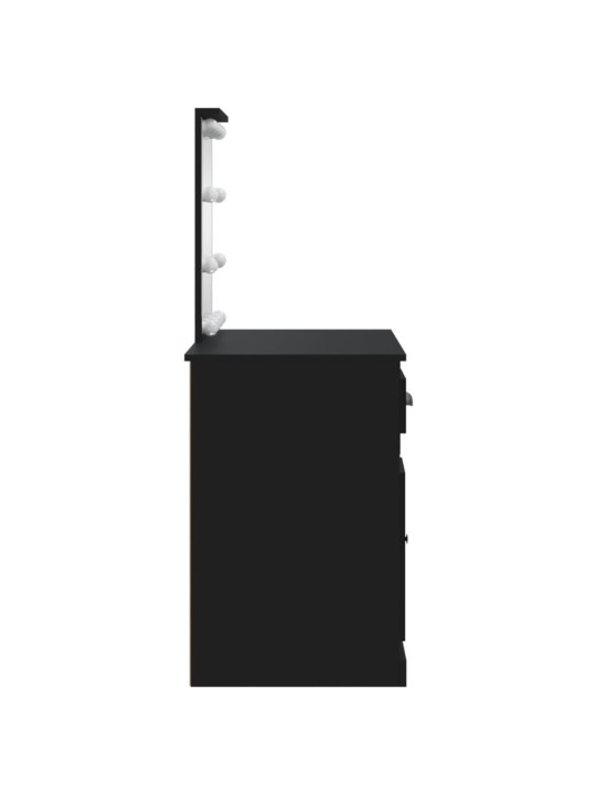Spoguļgaldiņš ar led, melns, 90x42x132,5 cm