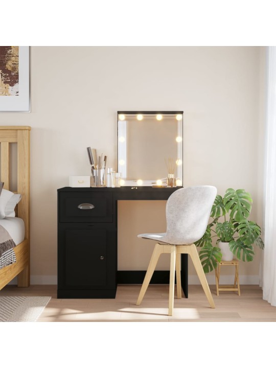 Spoguļgaldiņš ar led, melns, 90x42x132,5 cm