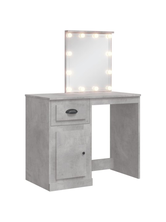 Spoguļgaldiņš ar led, betona pelēks, 90x42x132,5 cm