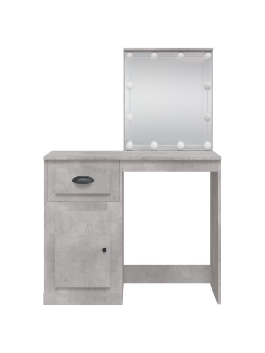Spoguļgaldiņš ar led, betona pelēks, 90x42x132,5 cm