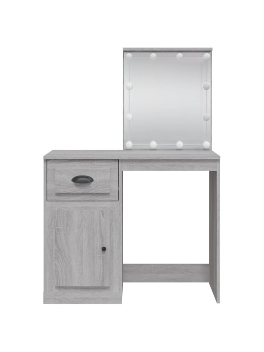 Spoguļgaldiņš ar led, pelēka ozolkoka krāsa, 90x42x132,5 cm