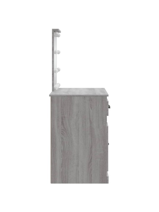 Spoguļgaldiņš ar led, pelēka ozolkoka krāsa, 90x42x132,5 cm
