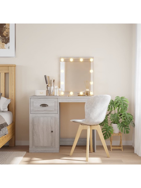 Spoguļgaldiņš ar led, pelēka ozolkoka krāsa, 90x42x132,5 cm