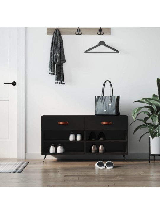 Apavu skapītis, melns, 102x35x55 cm, inženierijas koks