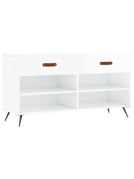 Apavu skapītis, spīdīgi balts, 102x35x55 cm, inženierijas koks