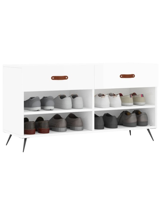 Apavu skapītis, spīdīgi balts, 102x35x55 cm, inženierijas koks