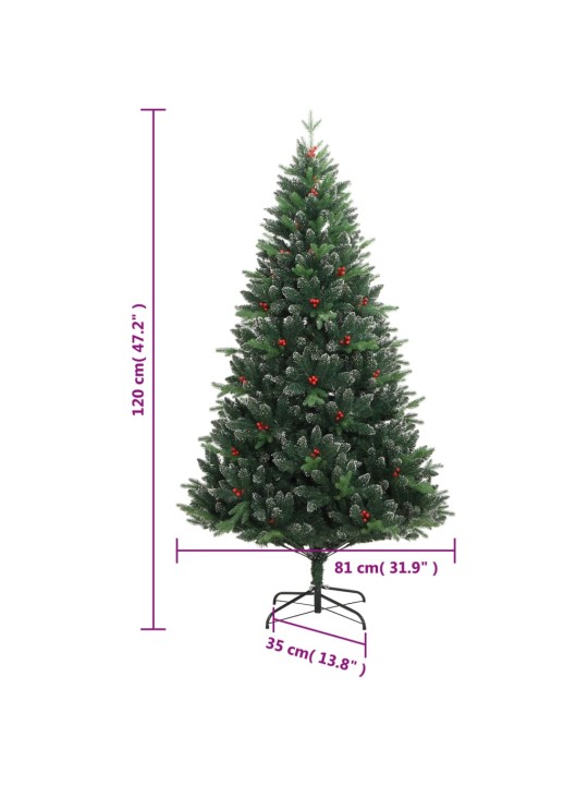 Mākslīgā ziemassvētku egle ar sarkanām ogām, 120 cm