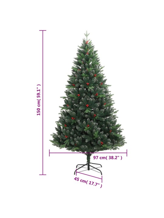 Mākslīgā ziemassvētku egle ar sarkanām ogām, 150 cm